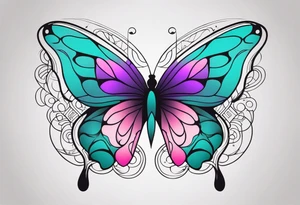 Purple Teal and Pink butterfly tattoo idea