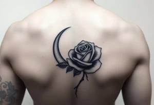 I have a small crescent moon tattoo. I want to cover it up with a rose tattoo. So I would like a rose tattoo with a crescent moon incorporated into it. I want the petal to be the moon shaped tattoo idea