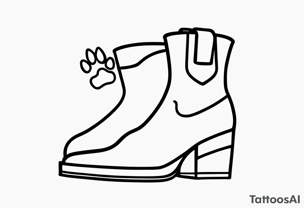 texas outline with a dog paw and boots tattoo idea