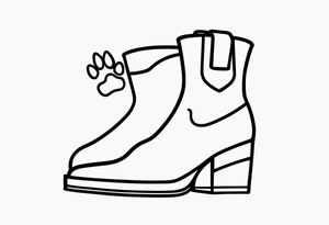 texas outline with a dog paw and boots tattoo idea