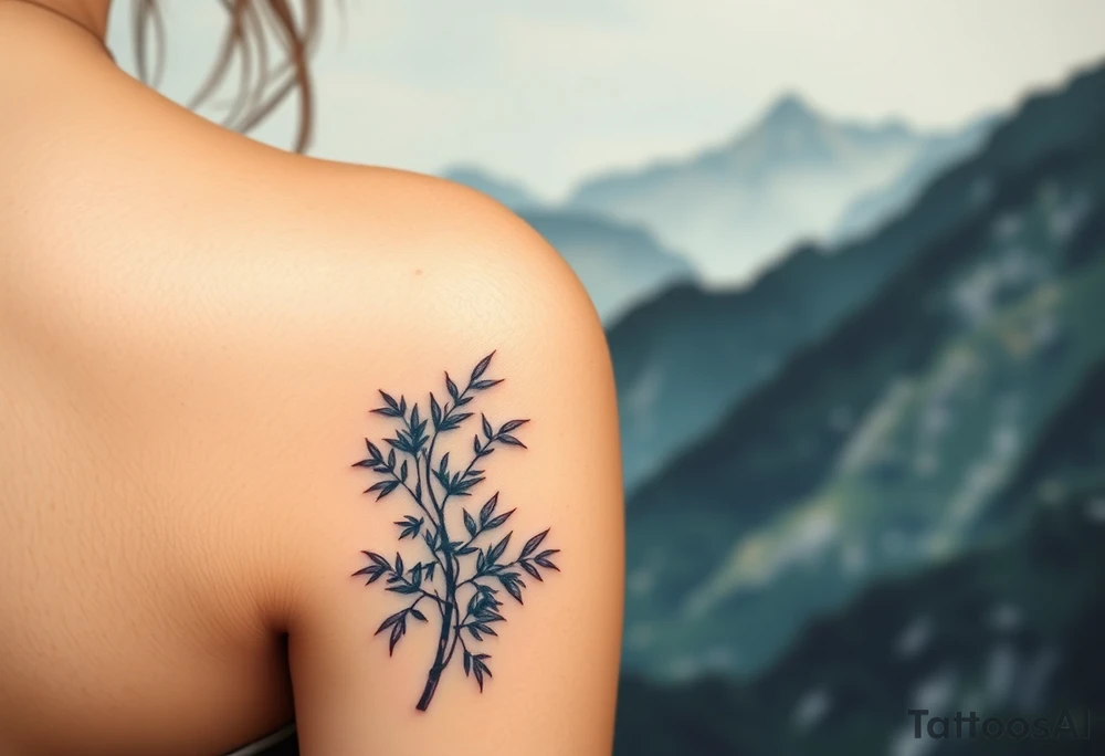 Bamboo in the mountains, Eastern aesthetic consciousness, appropriate blank space, and a sense of design tattoo idea