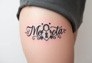 The name Mota with a lock and heart tattoo idea