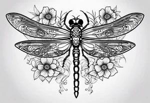 Dragon fly with flowers from mexican skull tattoo idea