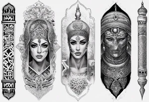 Full sleeve arabic theme realistic tattoo idea