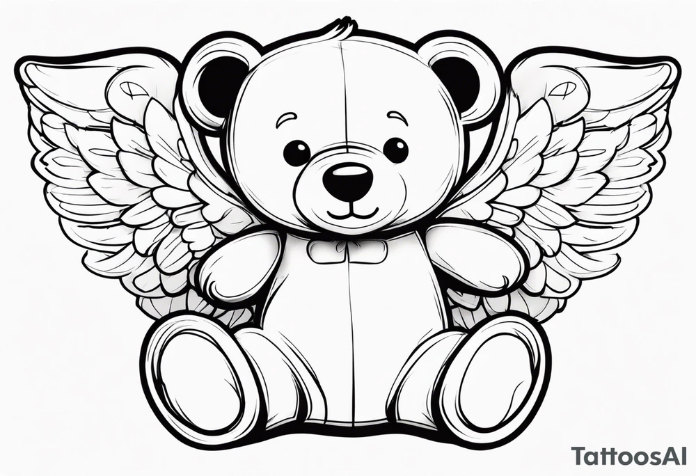 teddy bear with angel wings tattoo idea