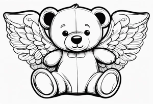teddy bear with angel wings tattoo idea