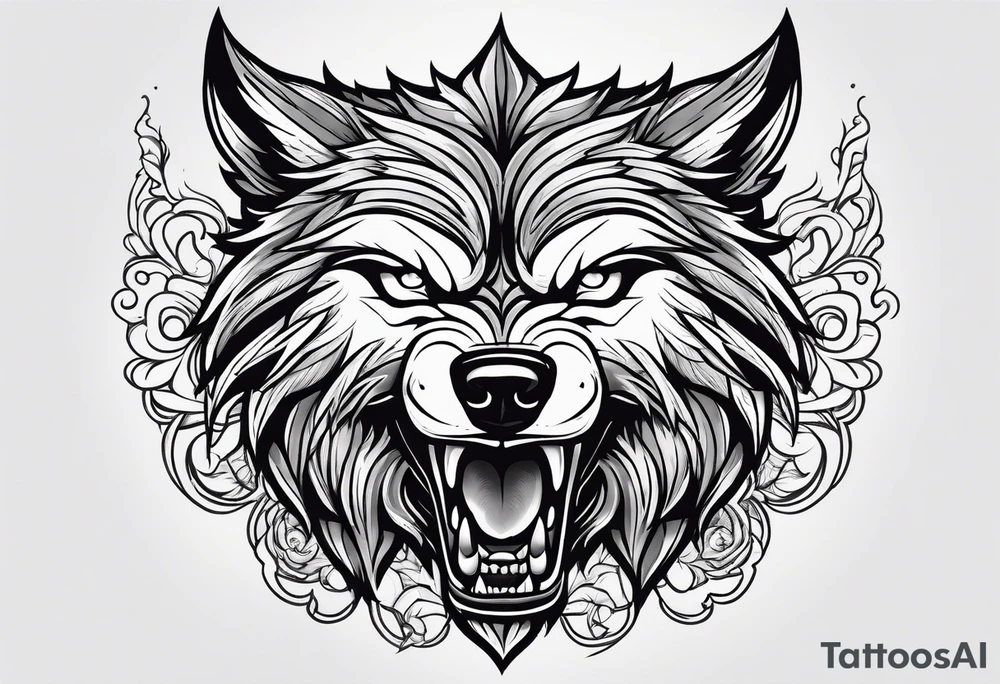 wolf growling tattoo idea