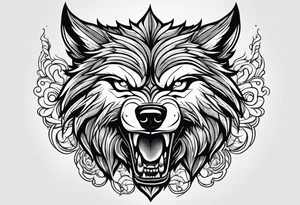 wolf growling tattoo idea