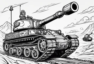 Cartoon tank with detailed treads/tracks tattoo idea