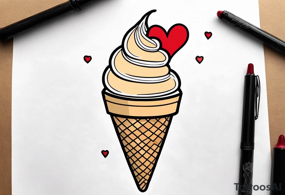 ice cream cone with small heart on it somewhere. tattoo idea