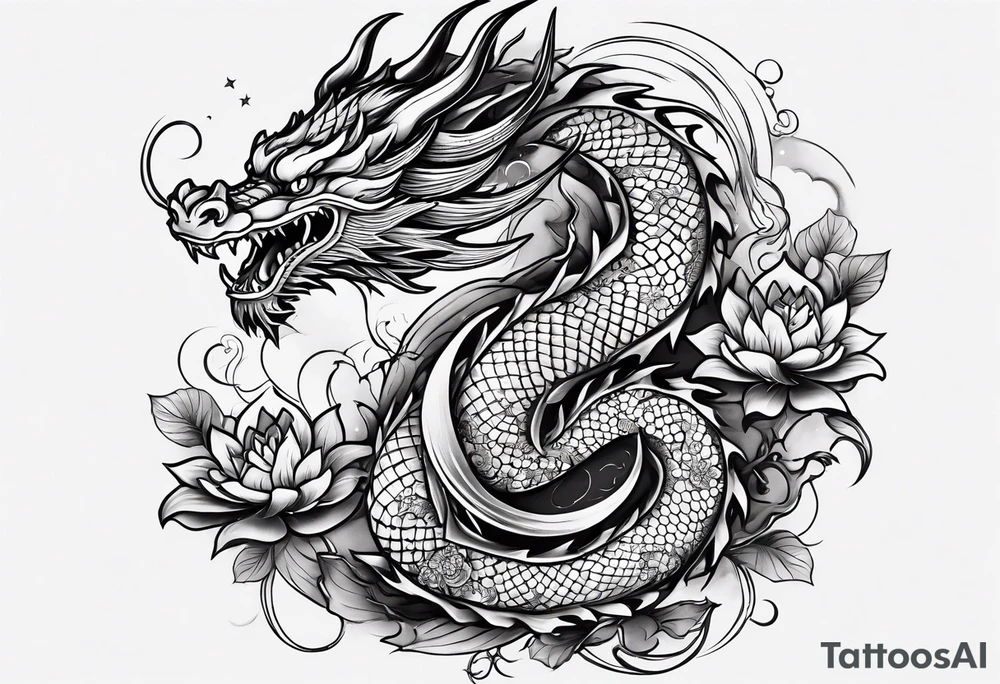 Dragon on forearm. Add Ying and Yang, Lotus flower, Moon and Chopsticks. tattoo idea