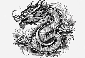 Dragon on forearm. Add Ying and Yang, Lotus flower, Moon and Chopsticks. tattoo idea