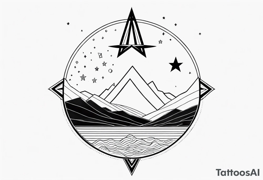 geometric simple moon with triangles and stars tattoo idea geometric simple moon with triangles and stars tattoo idea