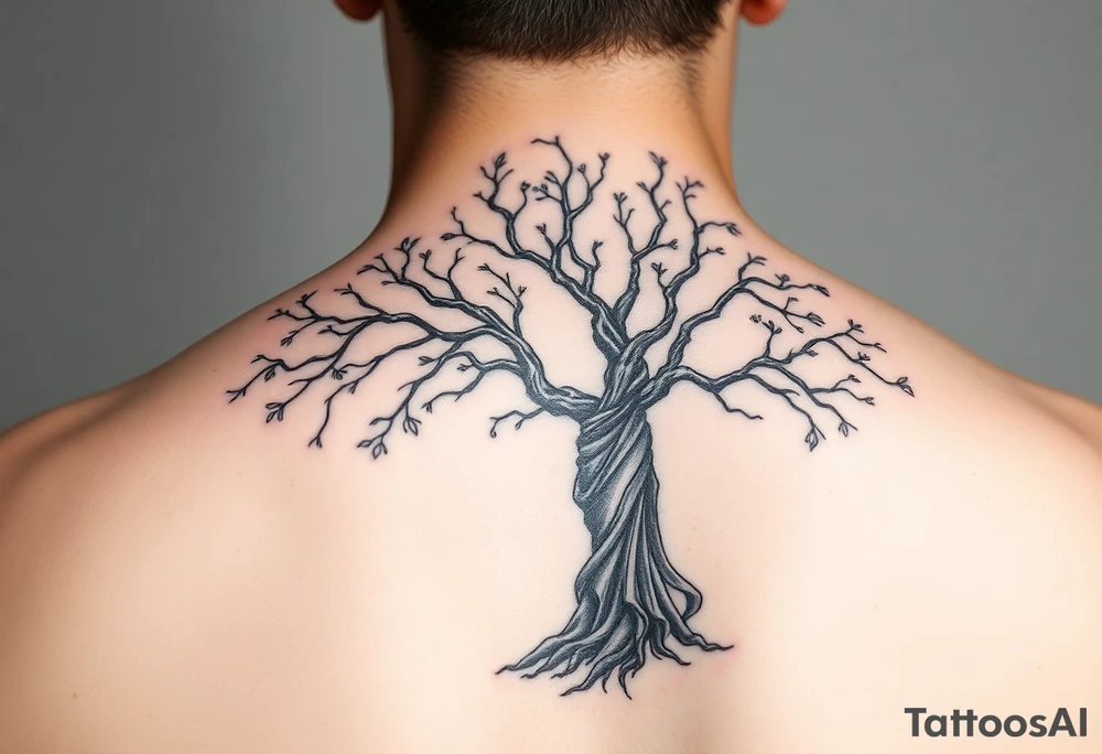 Poison tree with woman and birds tattoo idea