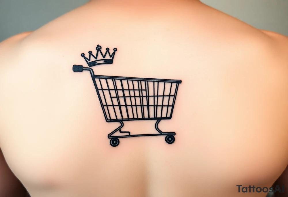 Shopping cart with a princess crown on the side tattoo idea