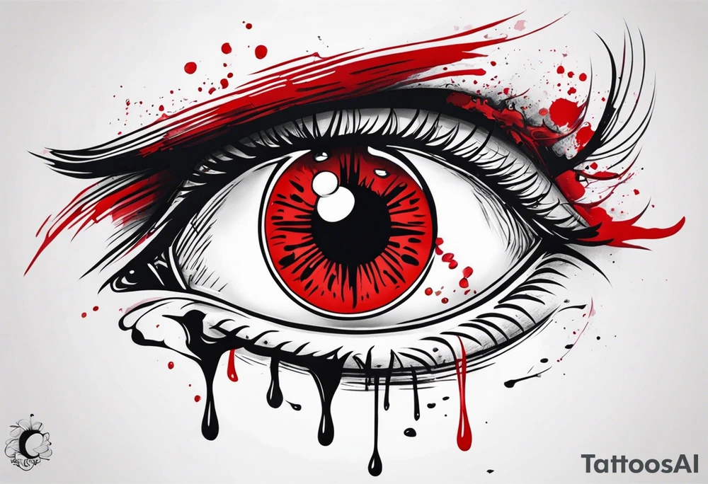 Bleeding one red eye sleeve tattoo design tattoo idea