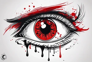 Bleeding one red eye sleeve tattoo design tattoo idea