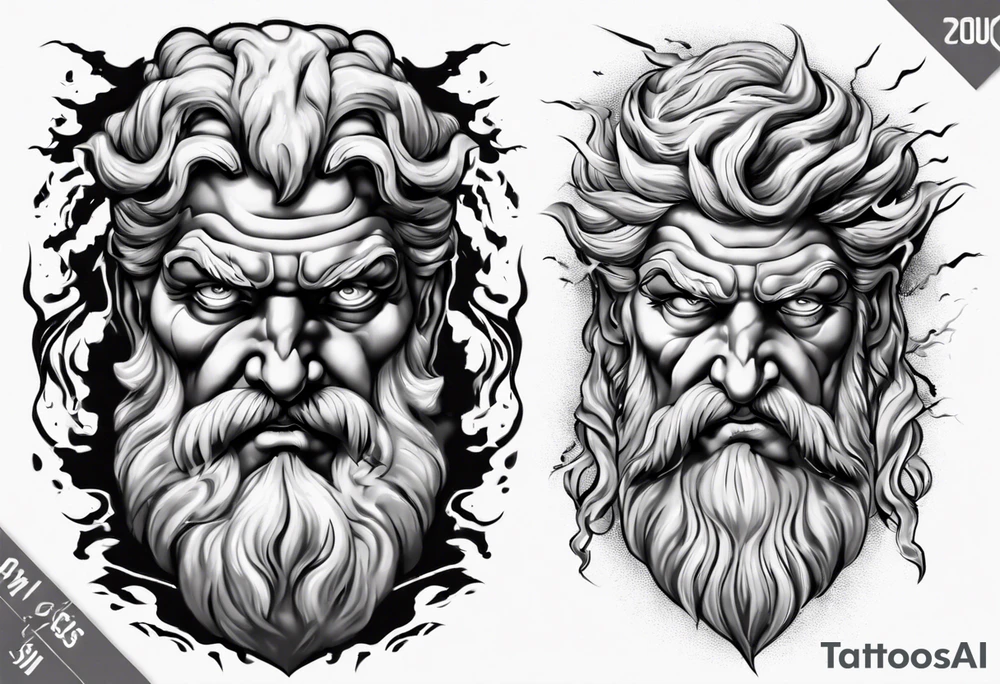 zeus with lightnings coming out of the eyes tattoo idea