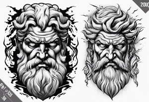 zeus with lightnings coming out of the eyes tattoo idea