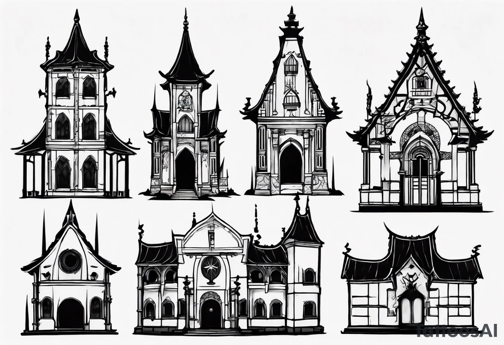 Gothic building tattoo idea