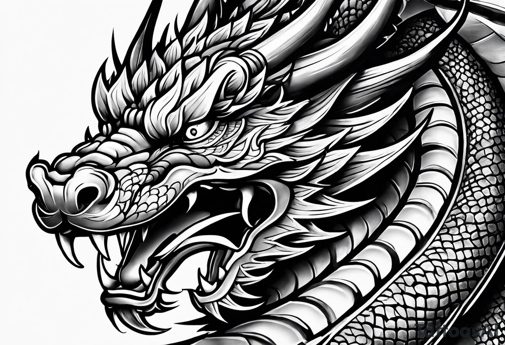 give me an asian gangster style tattoo with a dragon for my back tattoo idea