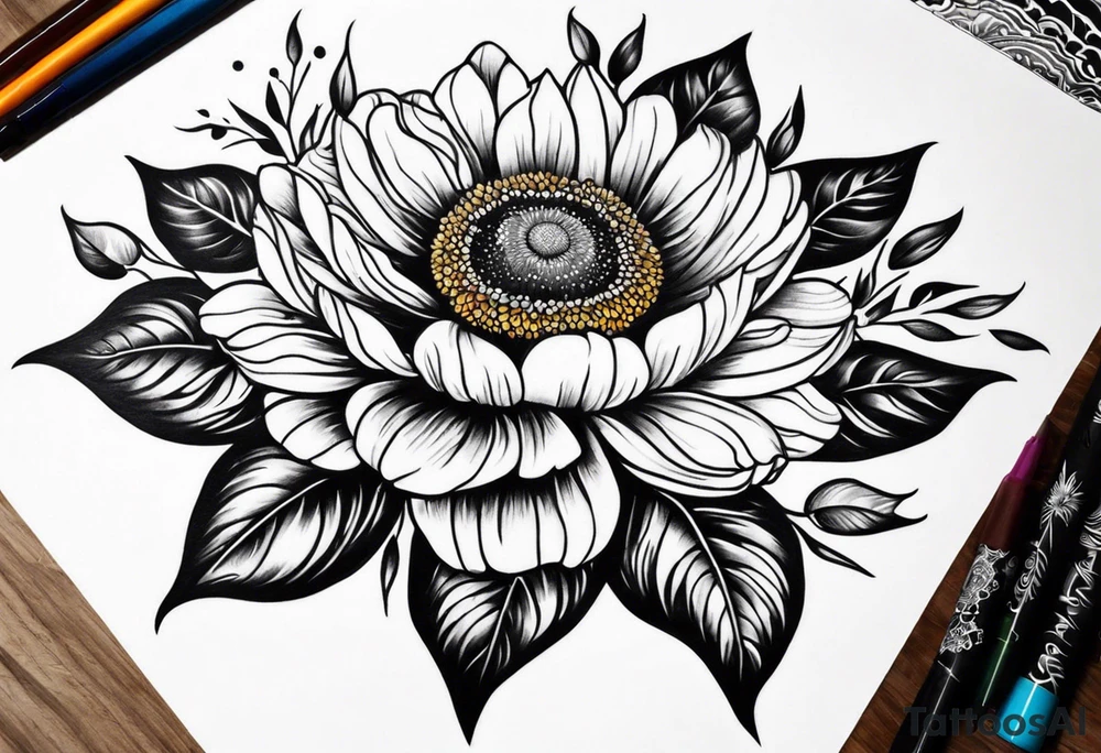 Galaxy with an Indian blanket flower tattoo idea