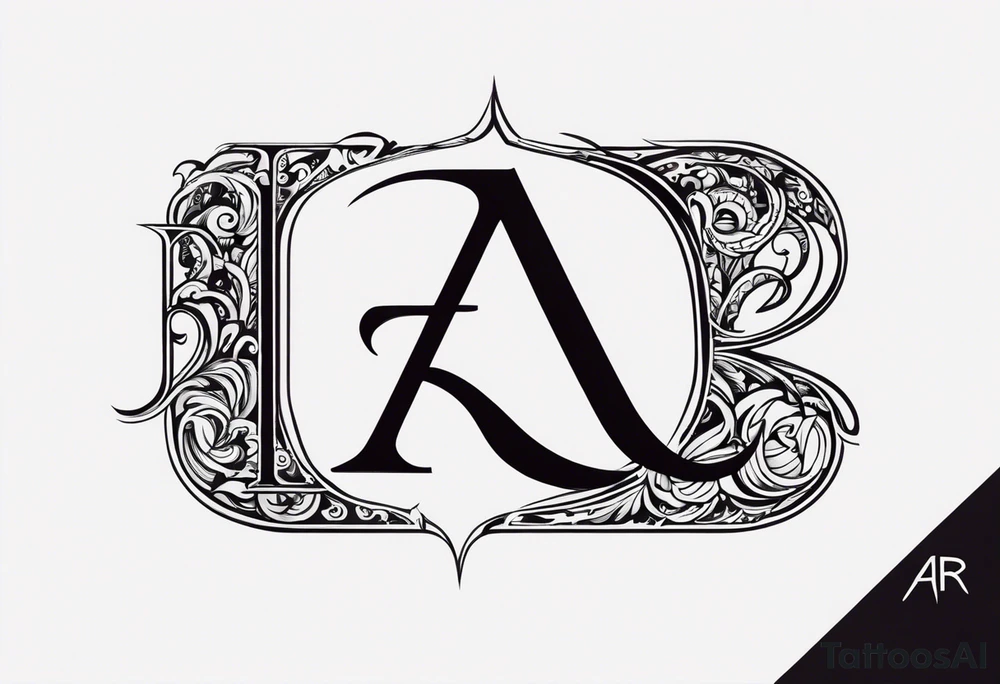 the letters A R in the middle of a ninja headband tattoo idea