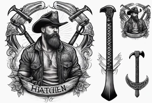 A forearm tattoo that includes a halligan bar and flathead axe tattoo idea