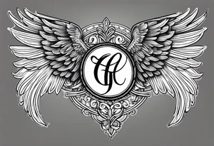 The word Glenn on a banner with angel Wings tattoo idea