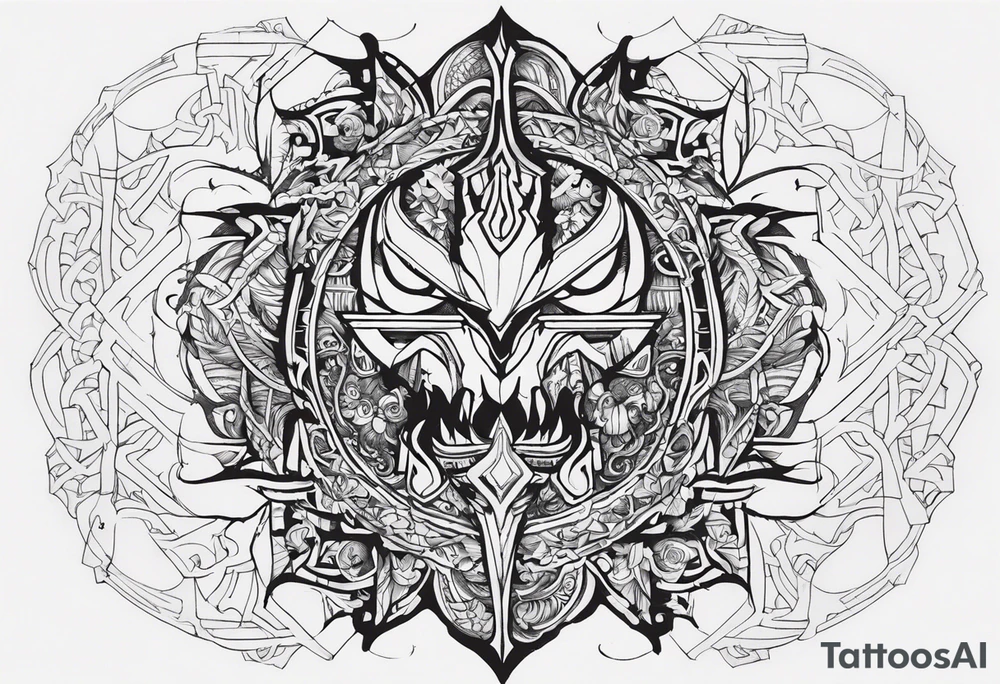 I want a full sleeve berserk cyber sigilism tattoo idea
