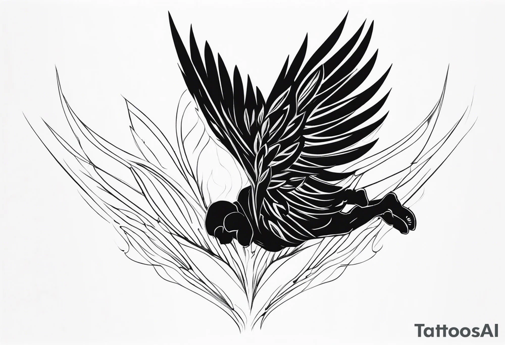 Icarus falling minimalistic tattoo idea