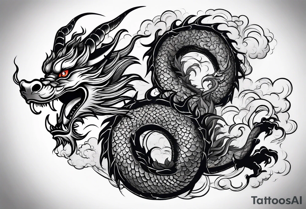 Traditional Chinese Dragon and smoke tattoo idea Traditional Chinese Dragon and smoke tattoo idea