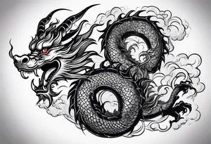 Traditional Chinese Dragon and smoke tattoo idea