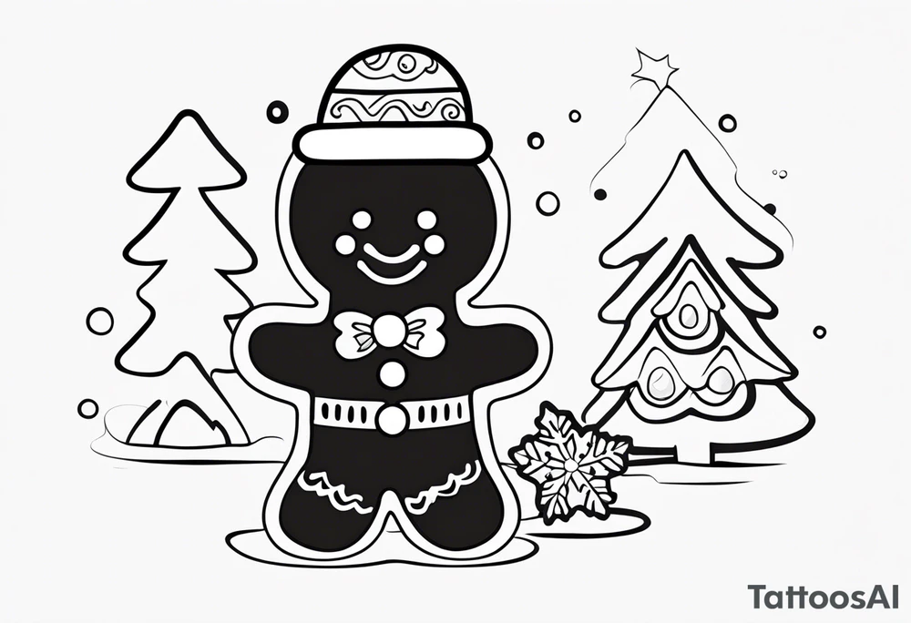 GINGERBREAD MAN WITH SNOMAN tattoo idea
