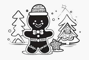 GINGERBREAD MAN WITH SNOMAN tattoo idea