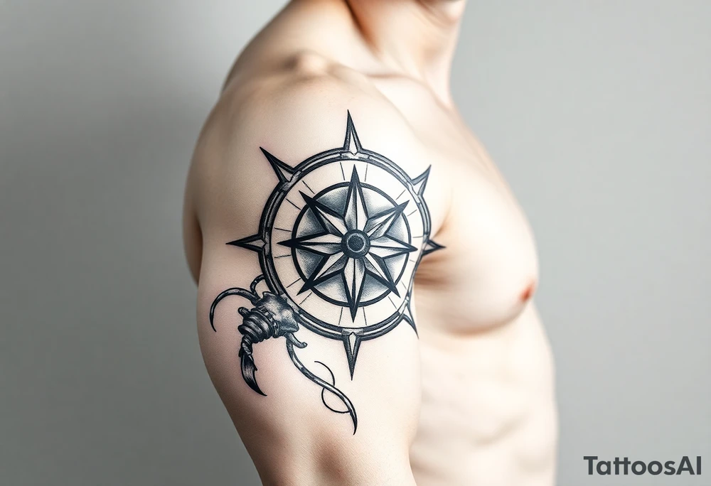 Half star half compass pirate life tattoo idea
