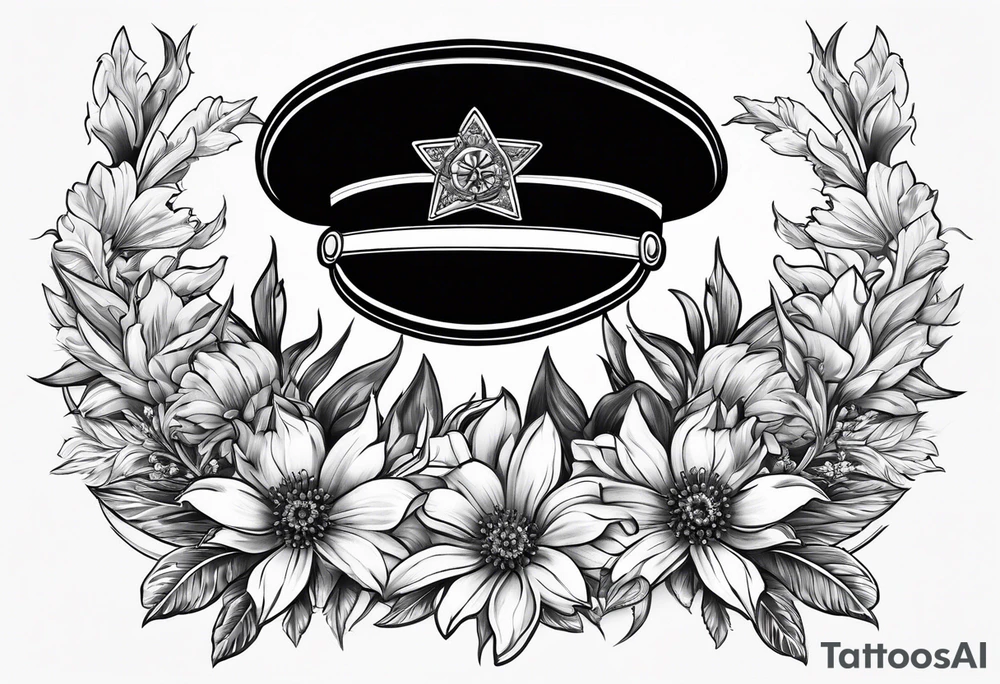 Army captain’s bar with edelweiss flower accents tattoo idea