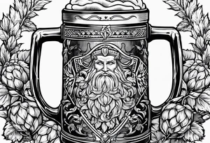 beer mug with hops tattoo idea