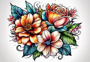 Flowers and love tattoo idea