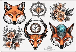 forelle fuchs und eule in einem tattoo idea