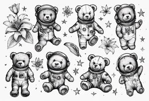 Teddy bear Lily astronaut tattoo idea