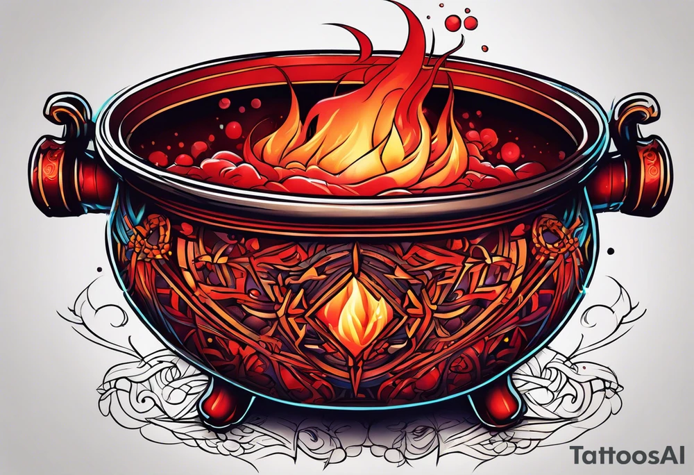 red cauldron tattoo idea