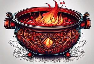 red cauldron tattoo idea