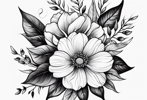 Verticle arm placement of soft flowers and leaves forearm tattoo idea