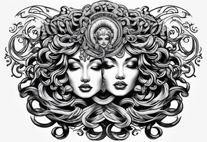 Neo traditional Medusa heads tattoo idea