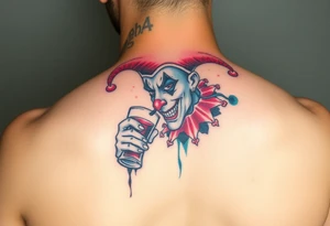jester smoking and drinking tattoo idea