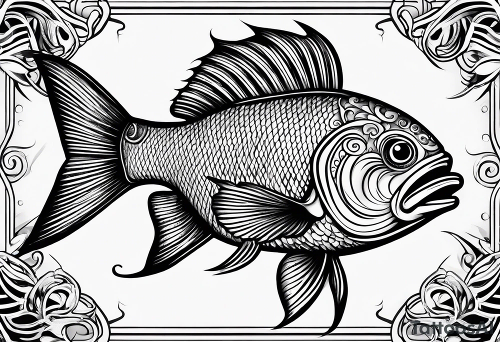 Pinstripe fish tattoo idea