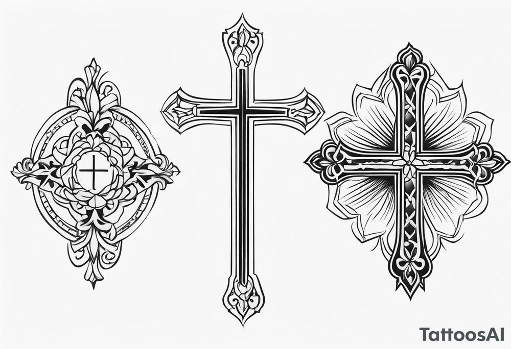 Simple cross tattoos with a date tattoo idea