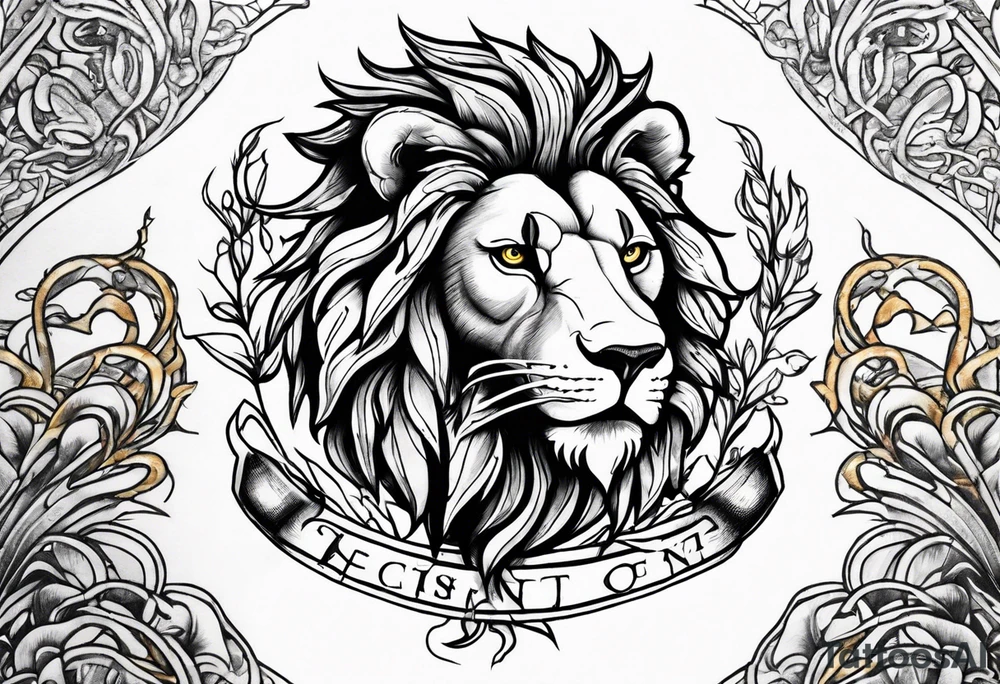 New school Scottish lion rampant with gadsden snake tattoo idea