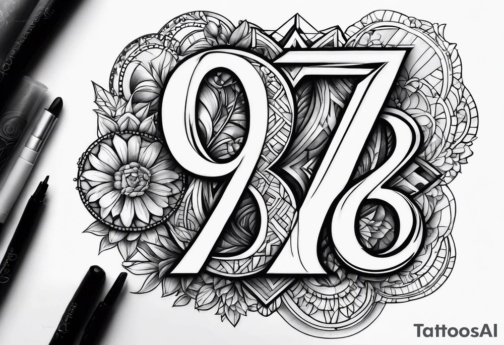 Crossed out number 9728 tattoo idea